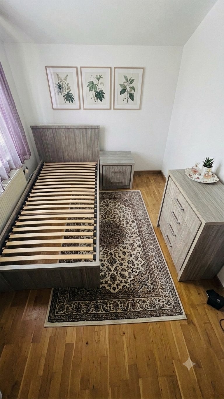 Chambre à coucher complète 1 personne (Chêne Gris), Enlèvement, Comme neuf, 200 cm, 80 cm