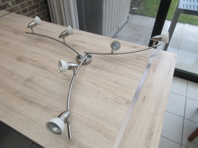 Plafond lamp metaal zilver met lampen, Ophalen, Zilver, Gebruikt, Metaal