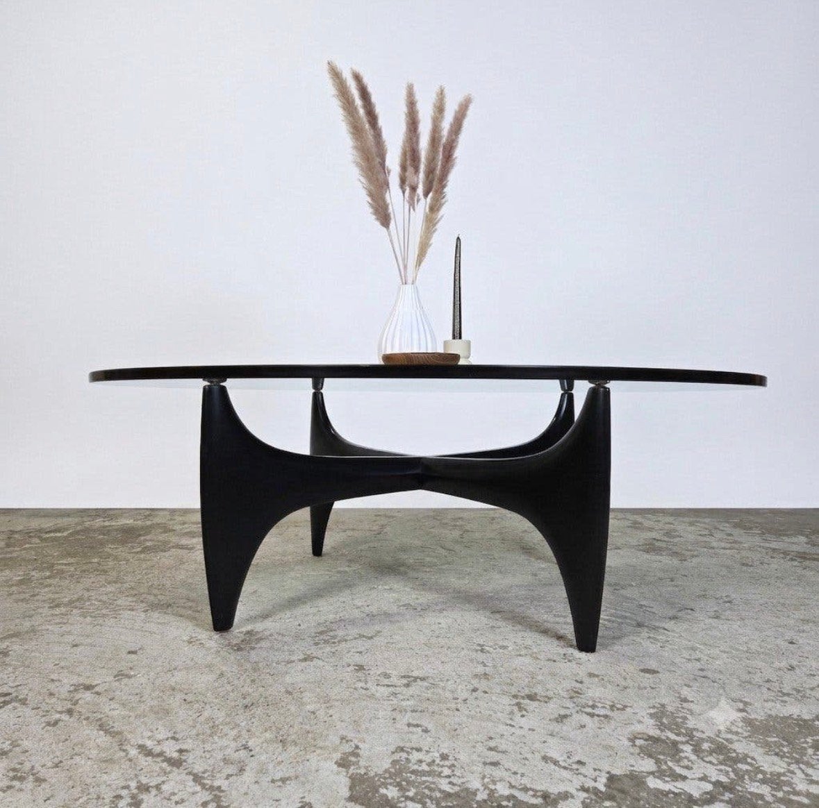 Table basse vintage en verre, space age design, années 1960, 100 à 150 cm, Rond, Enlèvement, Utilisé