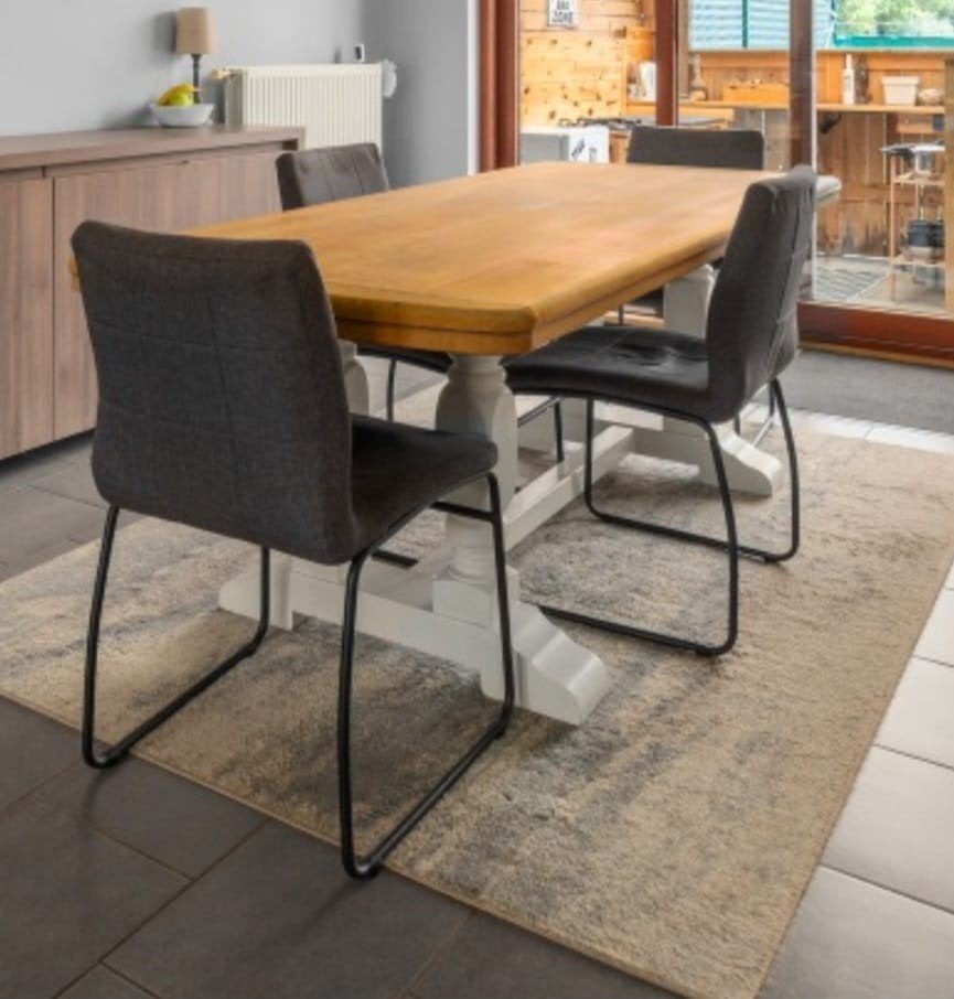 massief houten tafel + stoelen, Comme neuf, Enlèvement, 50 à 100 cm, Chêne