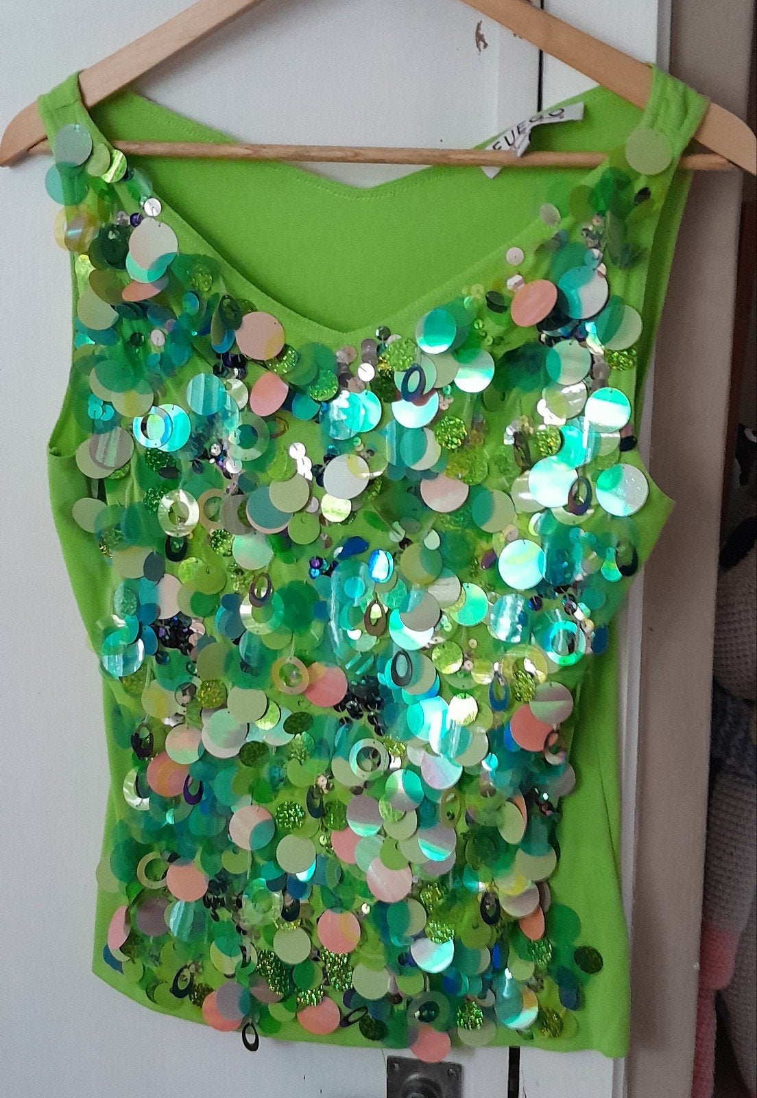 Prachtig stretch topje met pailletten large., Kleding | Dames, Topjes, Ophalen of Verzenden, Zo goed als nieuw, Maat 42/44 (L)