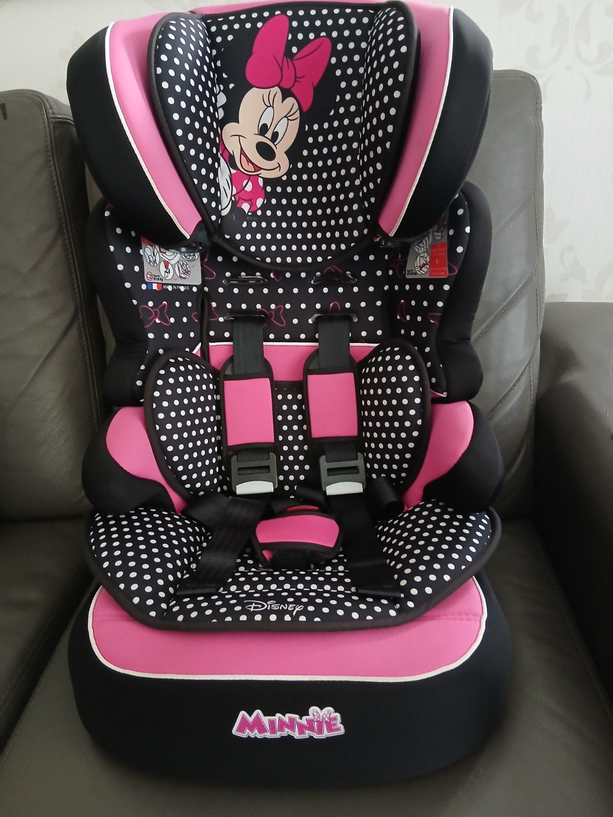 ZGAN autostoel Minnie mouse van ons kleindochtertje 9/36 kg, Enfants & Bébés, Enlèvement, Comme neuf