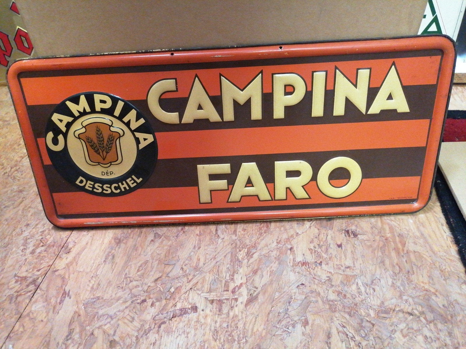 Assiette en fer blanc Campina Faro 1939, Enlèvement ou Envoi