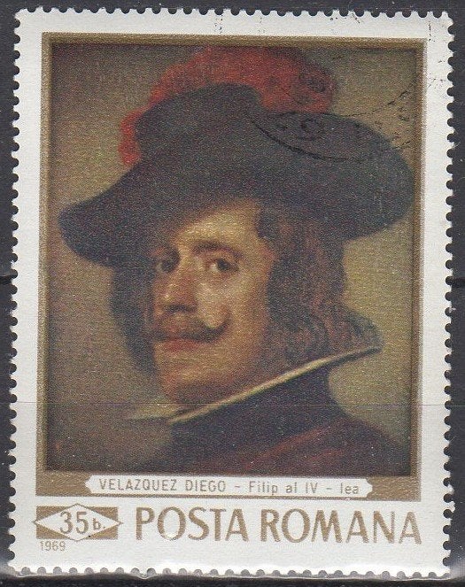 Roemenië - "Filip IV van Spanje" - Diego Velasquez, Verzenden, Gestempeld
