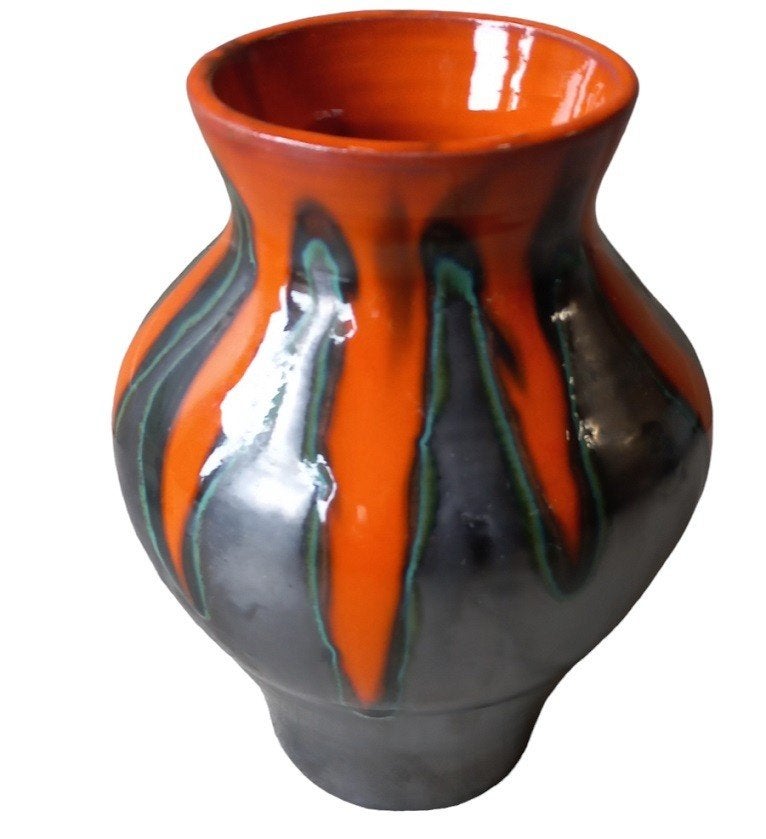 vintage oranje vaas., Antiek en Kunst, Antiek | Keramiek en Aardewerk, Ophalen of Verzenden
