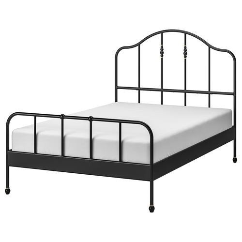 Bed IKEA Sagstua (140x200), Huis en Inrichting, Ophalen, Zwart, 140 cm, Zo goed als nieuw