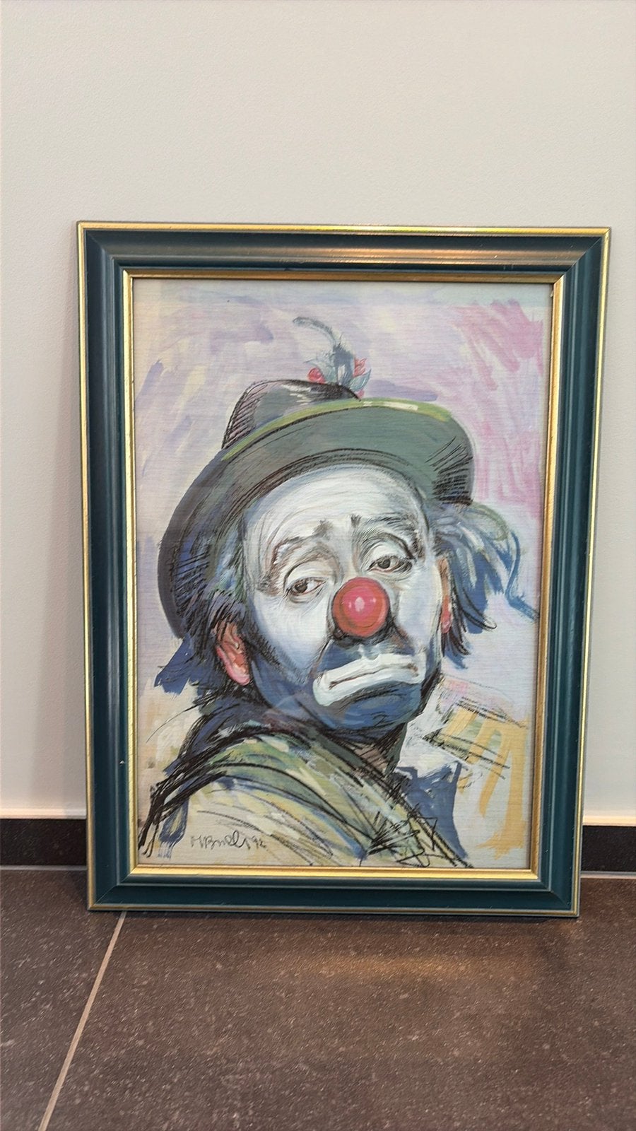 Lithografie Mary Brilli 1992 ‘sad melanchonic clown’’, Antiek en Kunst, Ophalen of Verzenden, Lithografie