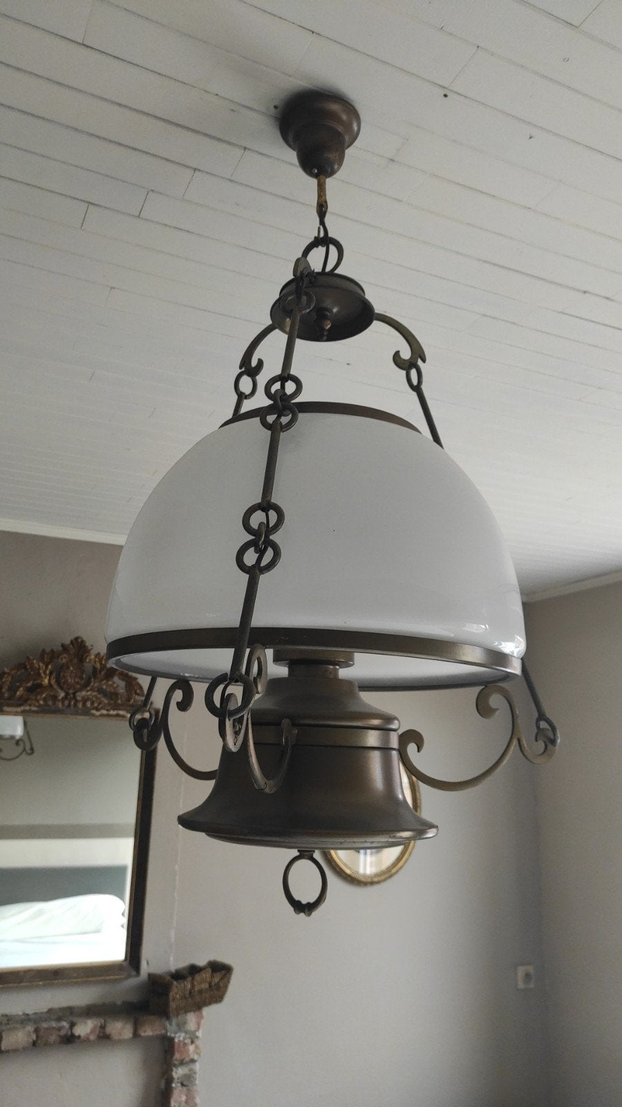 2 hangluchters en lantaarn, Ophalen, Glas