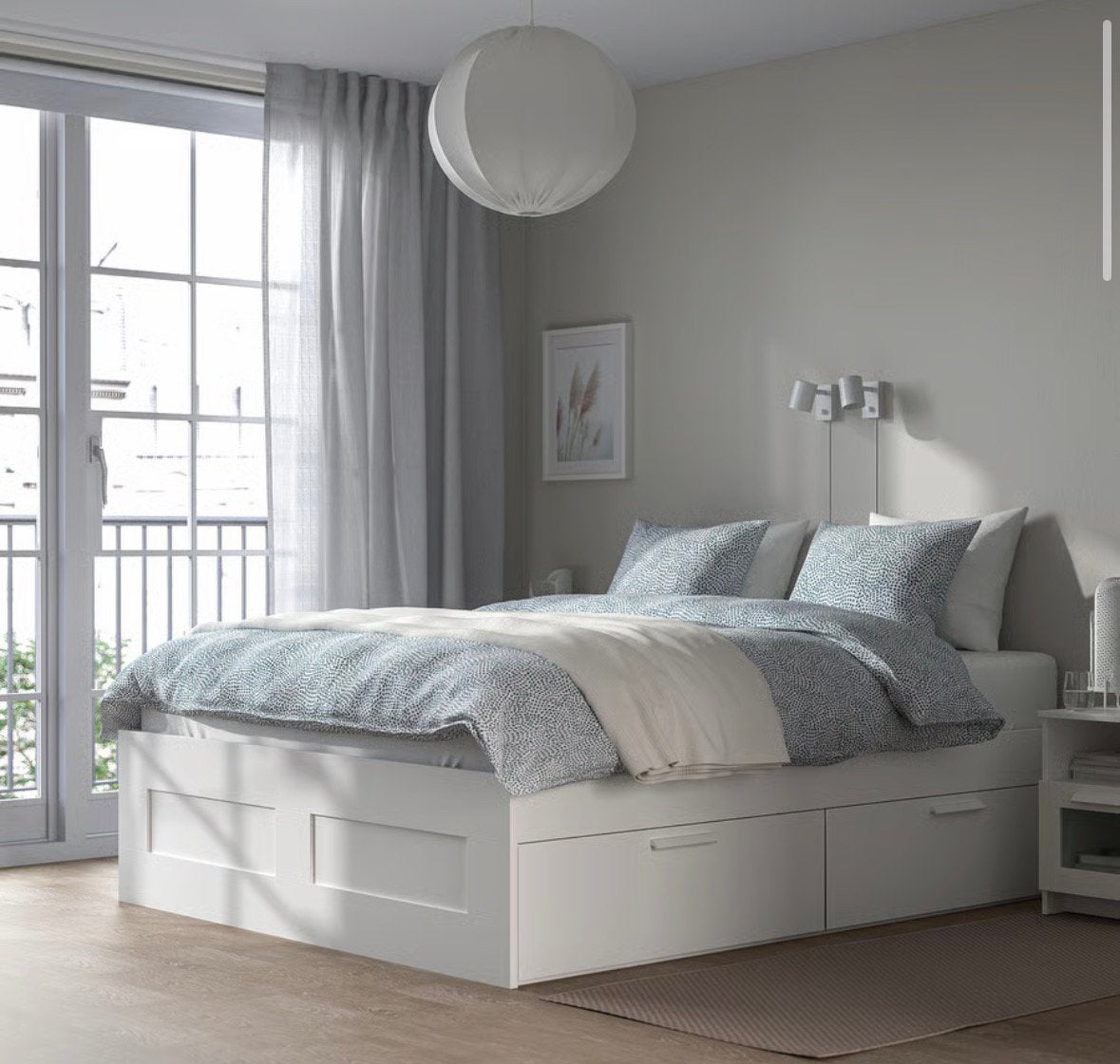 Volledig bed:  Bed + Lattebodem + Matras IKEA 180x200, Ophalen, Tweepersoons, Scandinavisch, Zo goed als nieuw