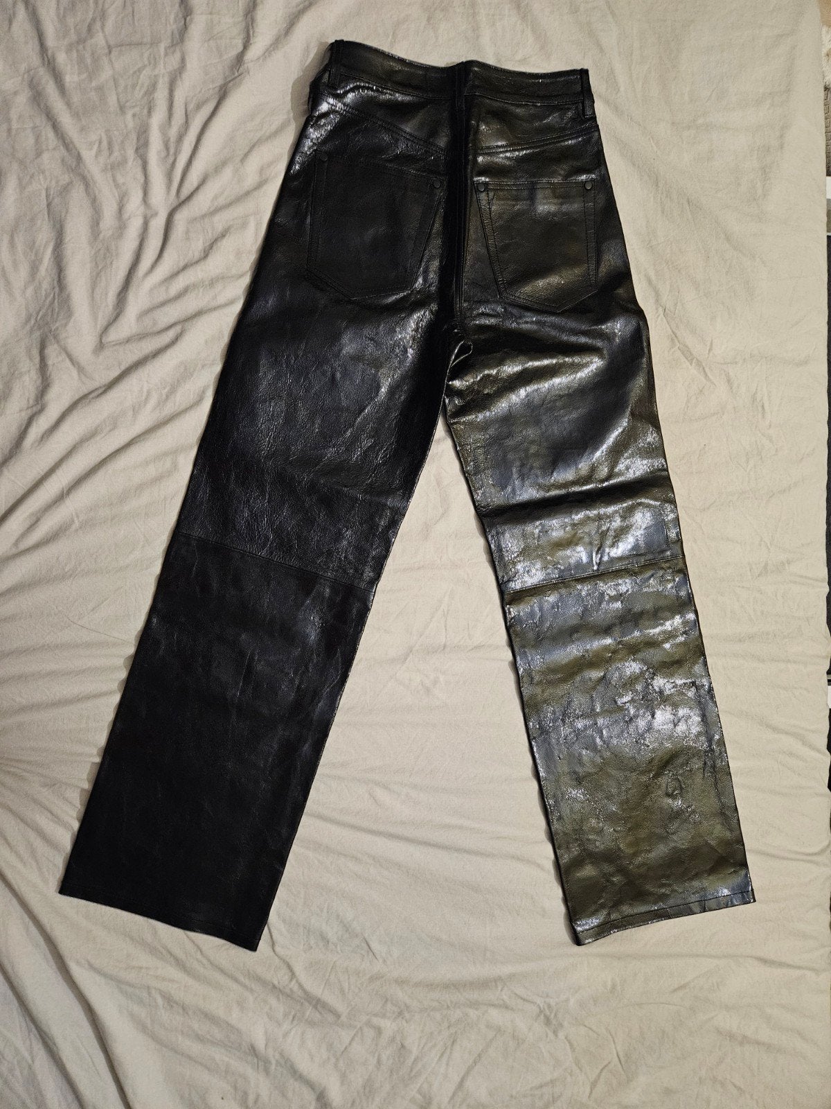 Pantalon en cuir veritable H&M premier 36, Neuf, Taille 36 (S), H&M premium, Noir