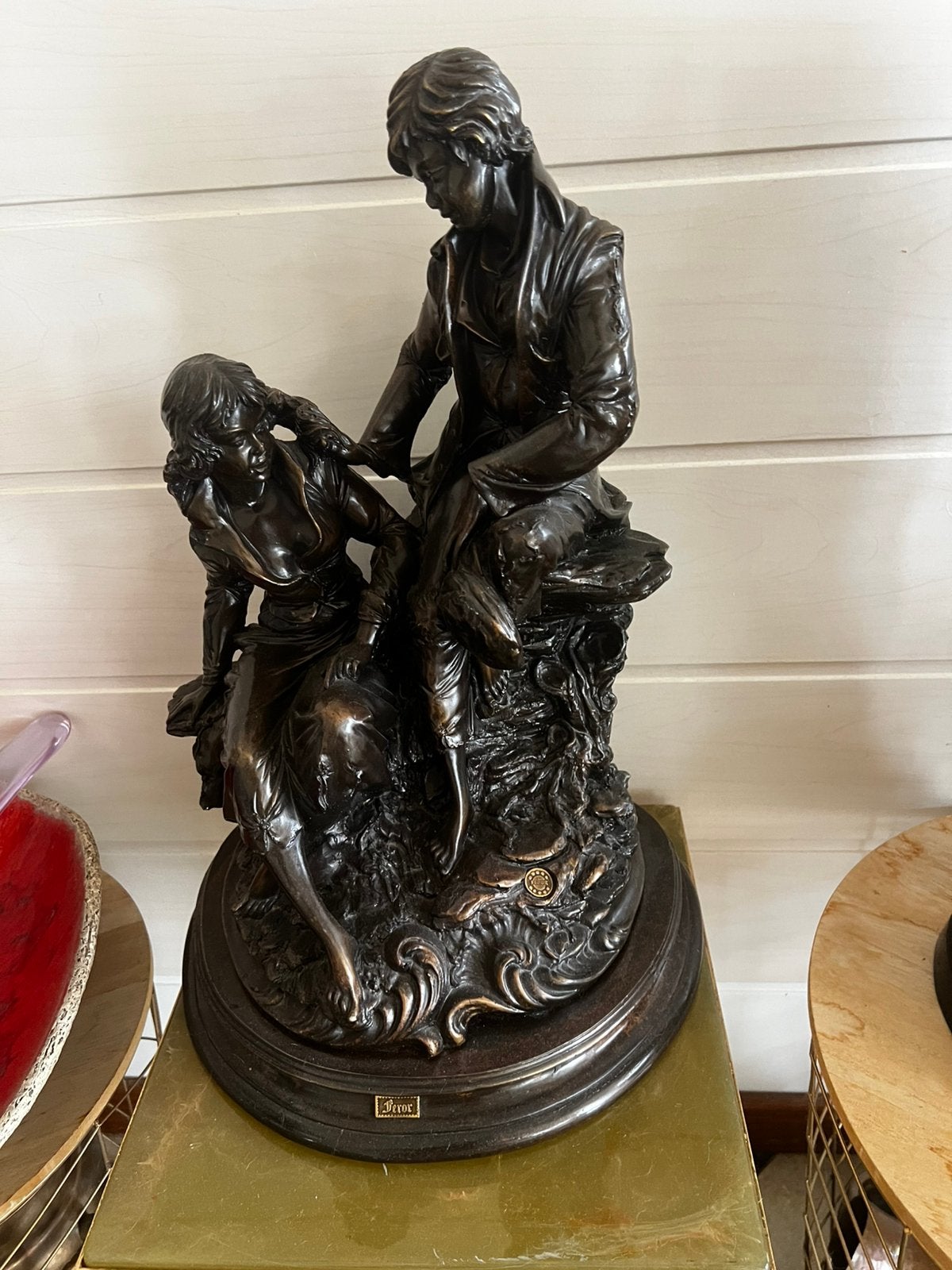 Groot Klassiek Beeld van Romantisch Koppel – Bronzen Look, Antiek en Kunst, Ophalen