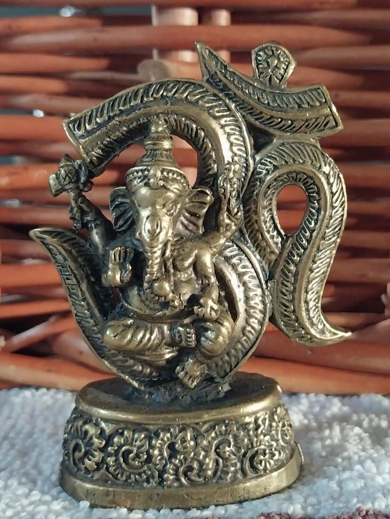 God Ganesha met OHM teken,Shiva,Boeddha beeld,Buddha,Brons,,, Enlèvement, Utilisé