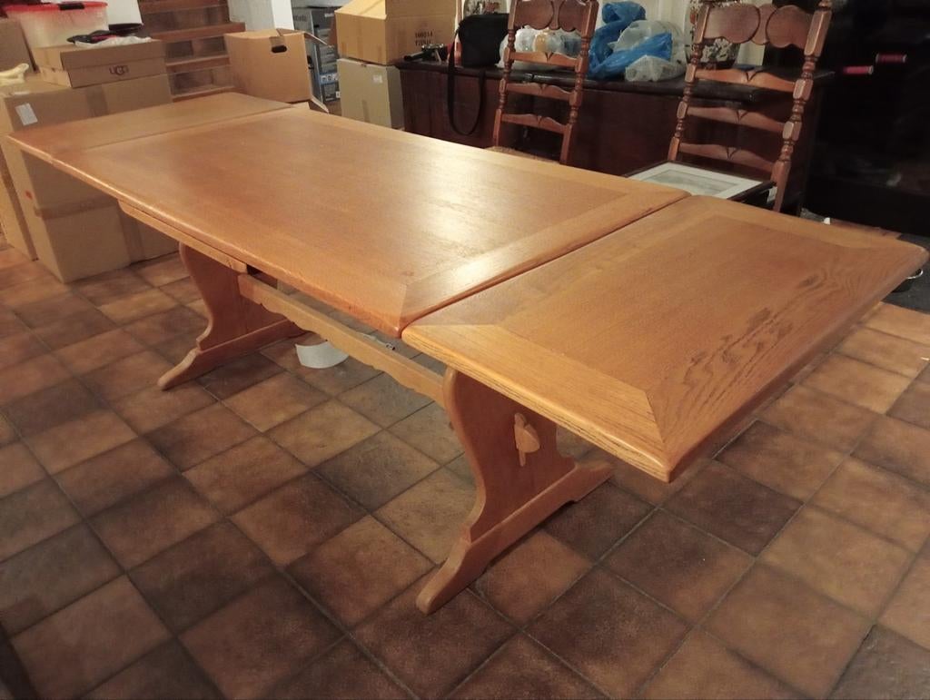 Belle table à manger extensible vintage en chêne clair massi, Enlèvement