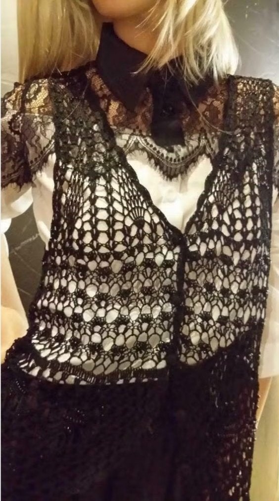 Veste noire, gilet en filet avec perles, neuf, Vêtements | Femmes, Neuf, Taille 38/40 (M), Enlèvement ou Envoi, Manteau