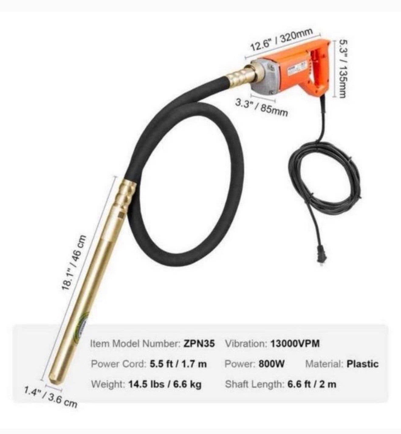 aiguille vibro Vibromasseur à béton 1250W aiguille vibro 2M, Enlèvement ou Envoi, Neuf