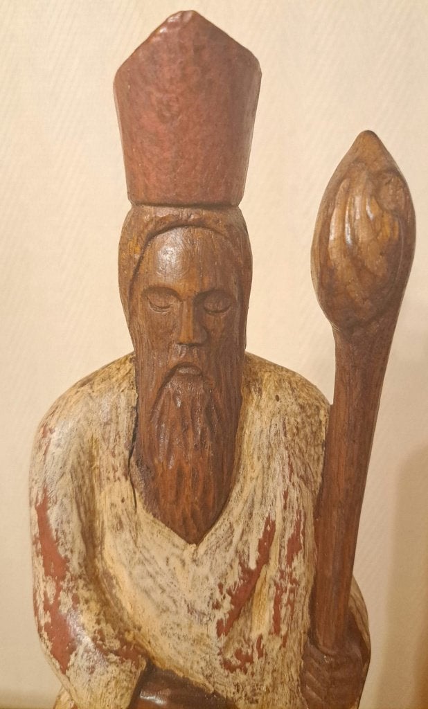 oud houtensnijwerk Sinterklaas met 3 kinderen, Ophalen of Verzenden
