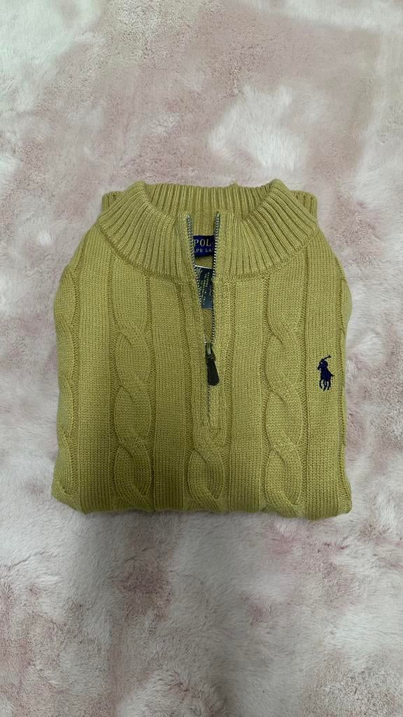 Pull Polo Ralph Lauren M – col zippé – beige / kaki clair, Enlèvement ou Envoi, Beige