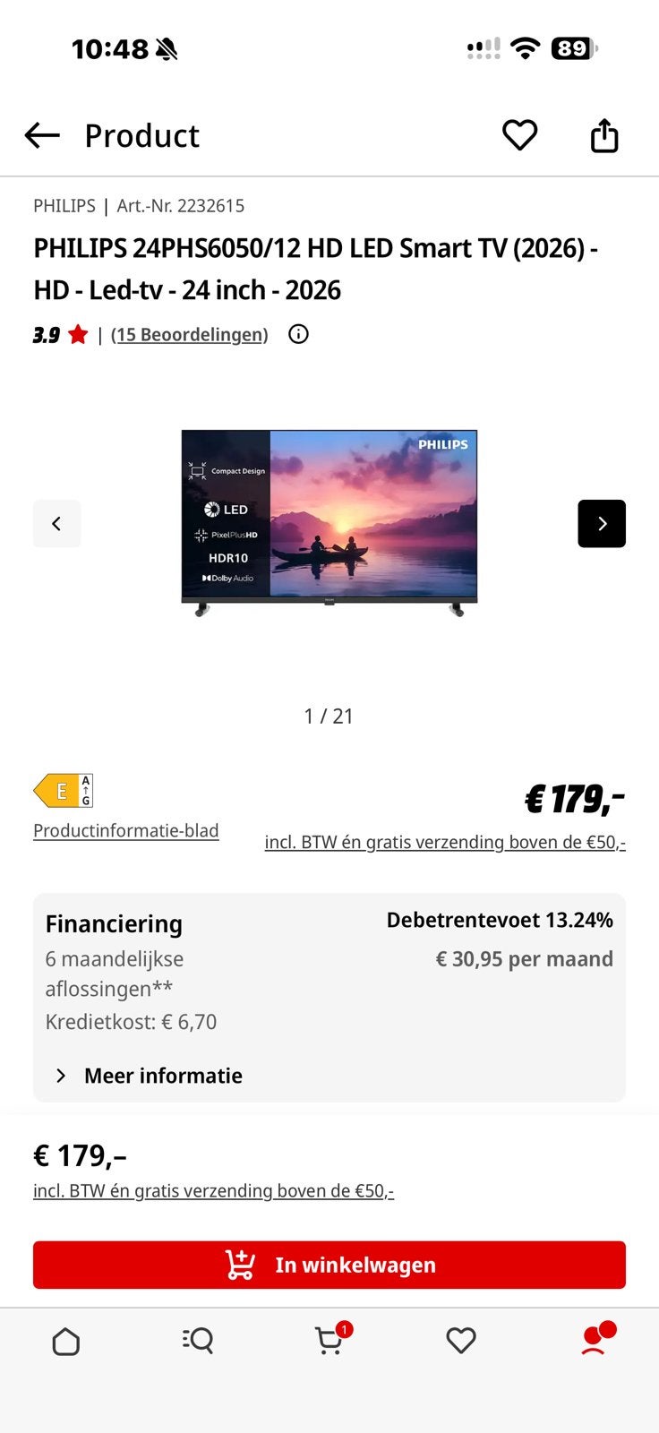 Philips TV Led smart tv, Ophalen, Philips, LED, Zo goed als nieuw