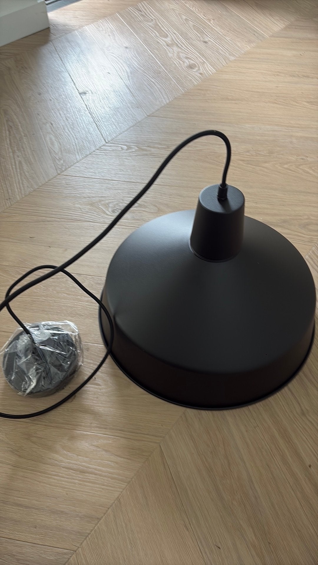 Zwart stalen lampenkap, Ophalen, Nieuw, Zwart, 40 cm