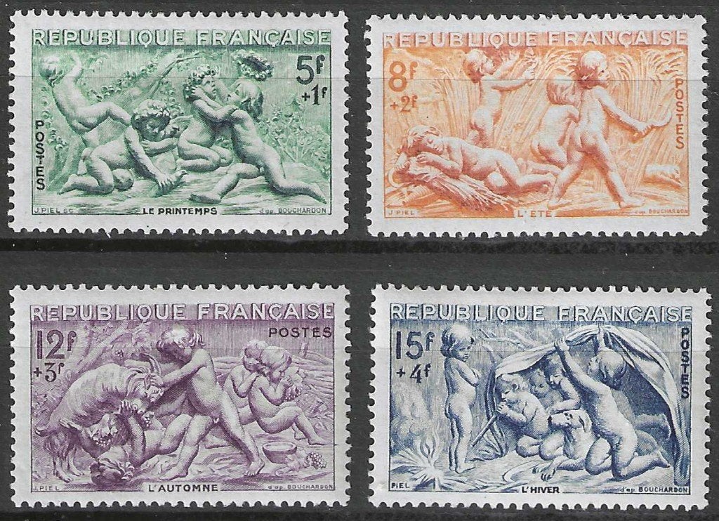 France 1949 - Yvert 859-862 - Les 4 saisons (PF), Envoi, Non oblitéré