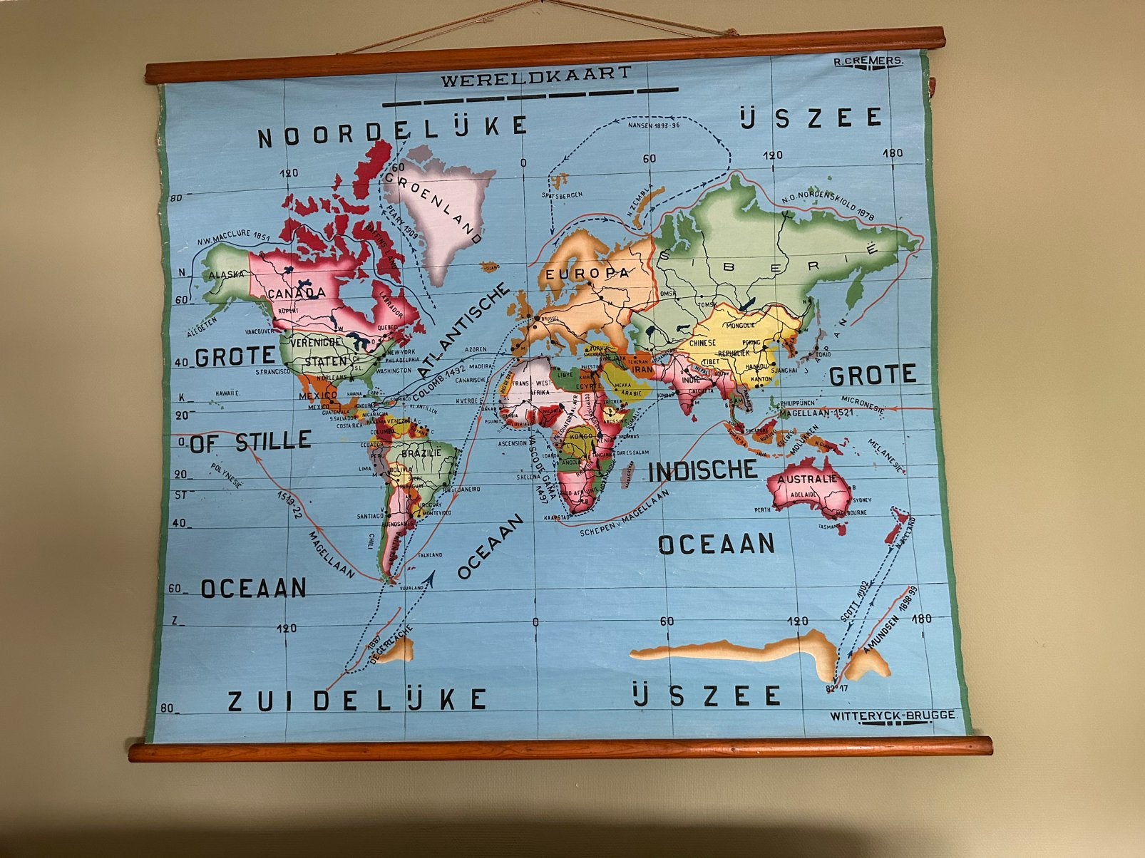 Wereldkaart, Antiek en Kunst, Ophalen, Aardrijkskunde