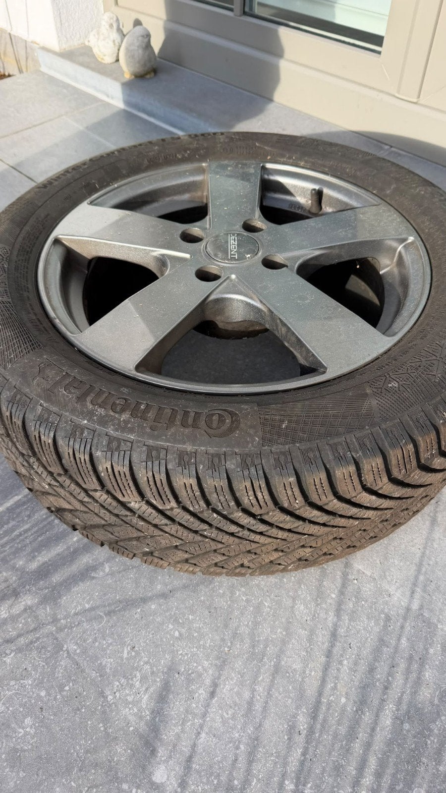 4 Jantes alu Dezent 16" 4x108 + pneus hiver Continental, 16 inch, Band(en), Winterbanden, Ophalen of Verzenden