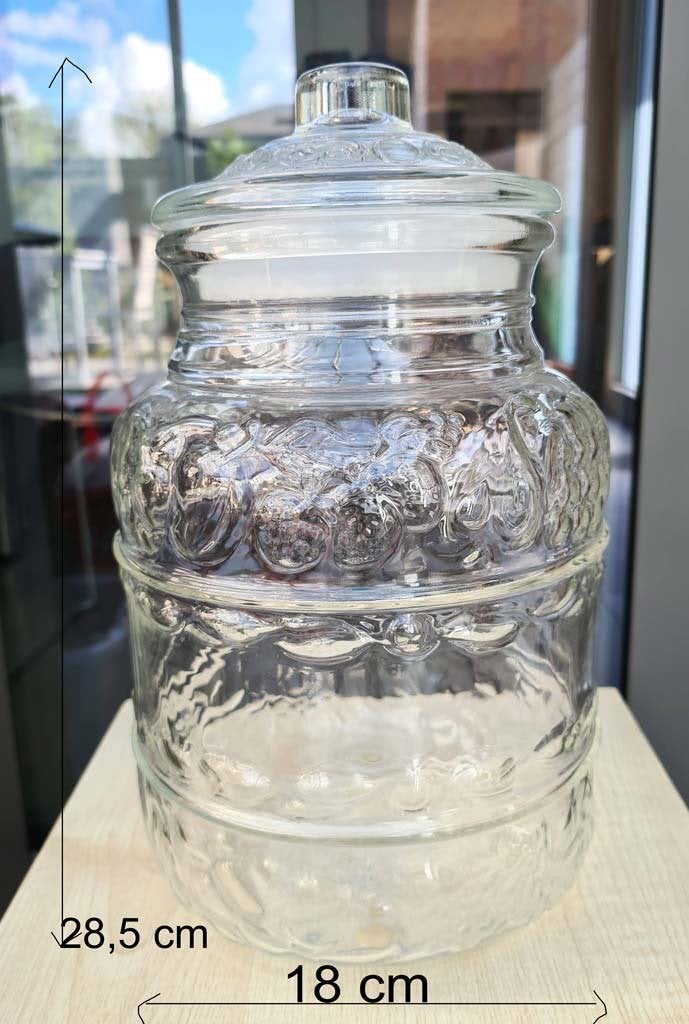 vintage bokaal - vooraadpot in glas Italy - H 28,5 -zie info, Ophalen