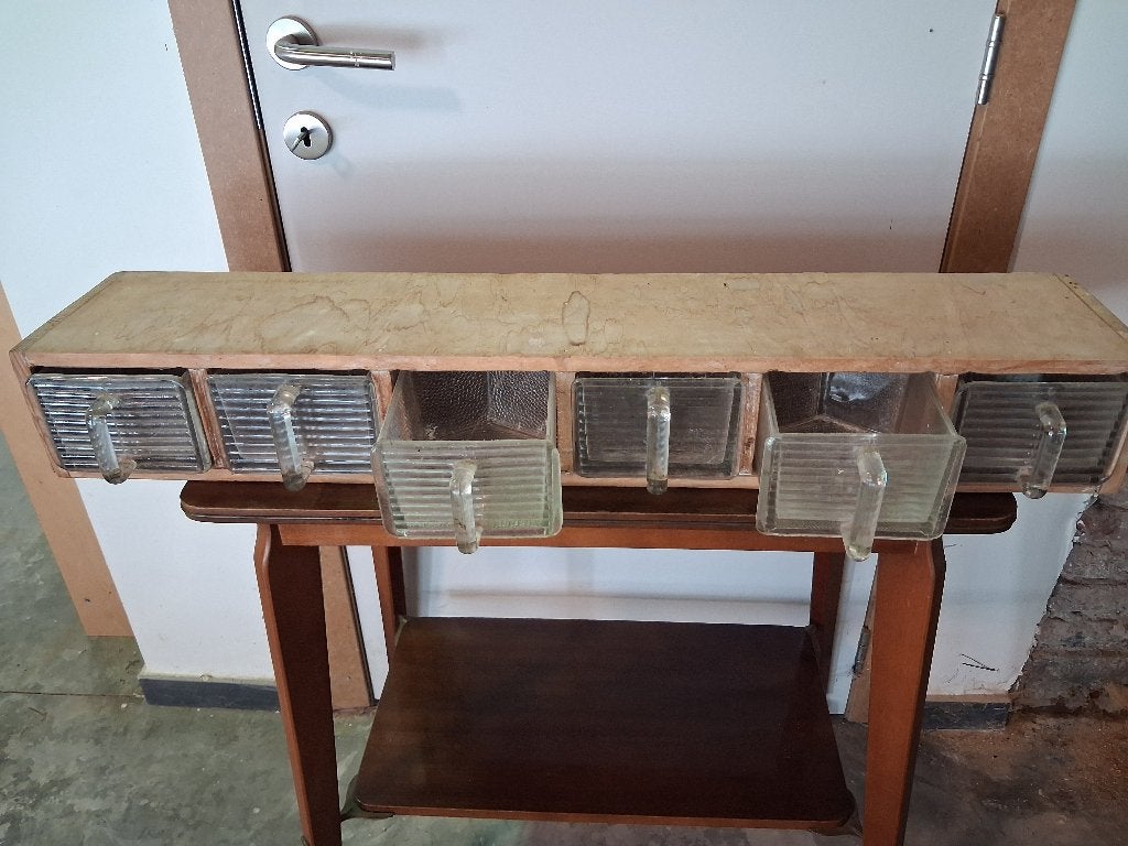 Houten plank met 6 WECK-containers, Ophalen, Gebruikt, Hout