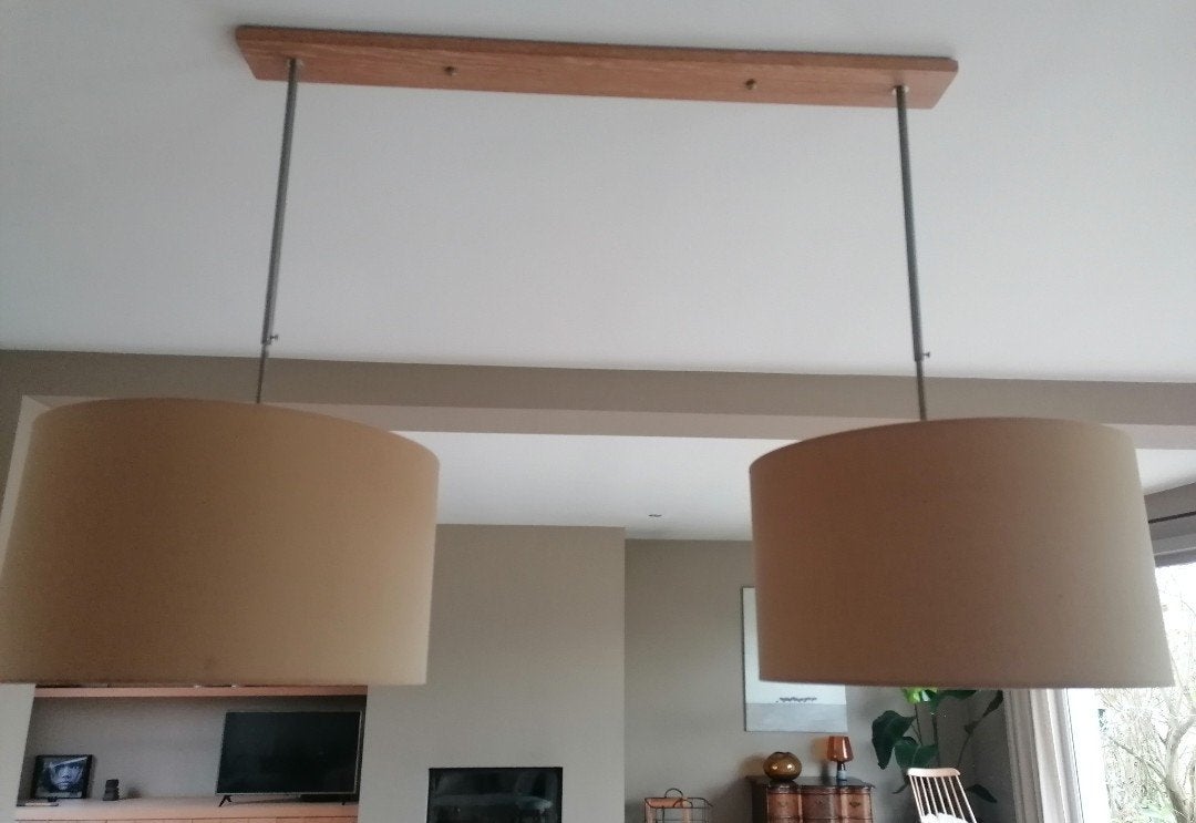 Lampe suspendue avec 2 abat-jour beiges, Enlèvement