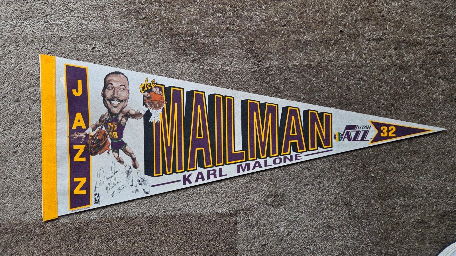 Karl Malone Utah Jazz wimpel, Ophalen of Verzenden