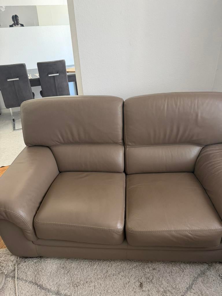 Canape en cuir brun, Maison & Meubles, Canapés | Salons, Comme neuf, Cuir, Enlèvement