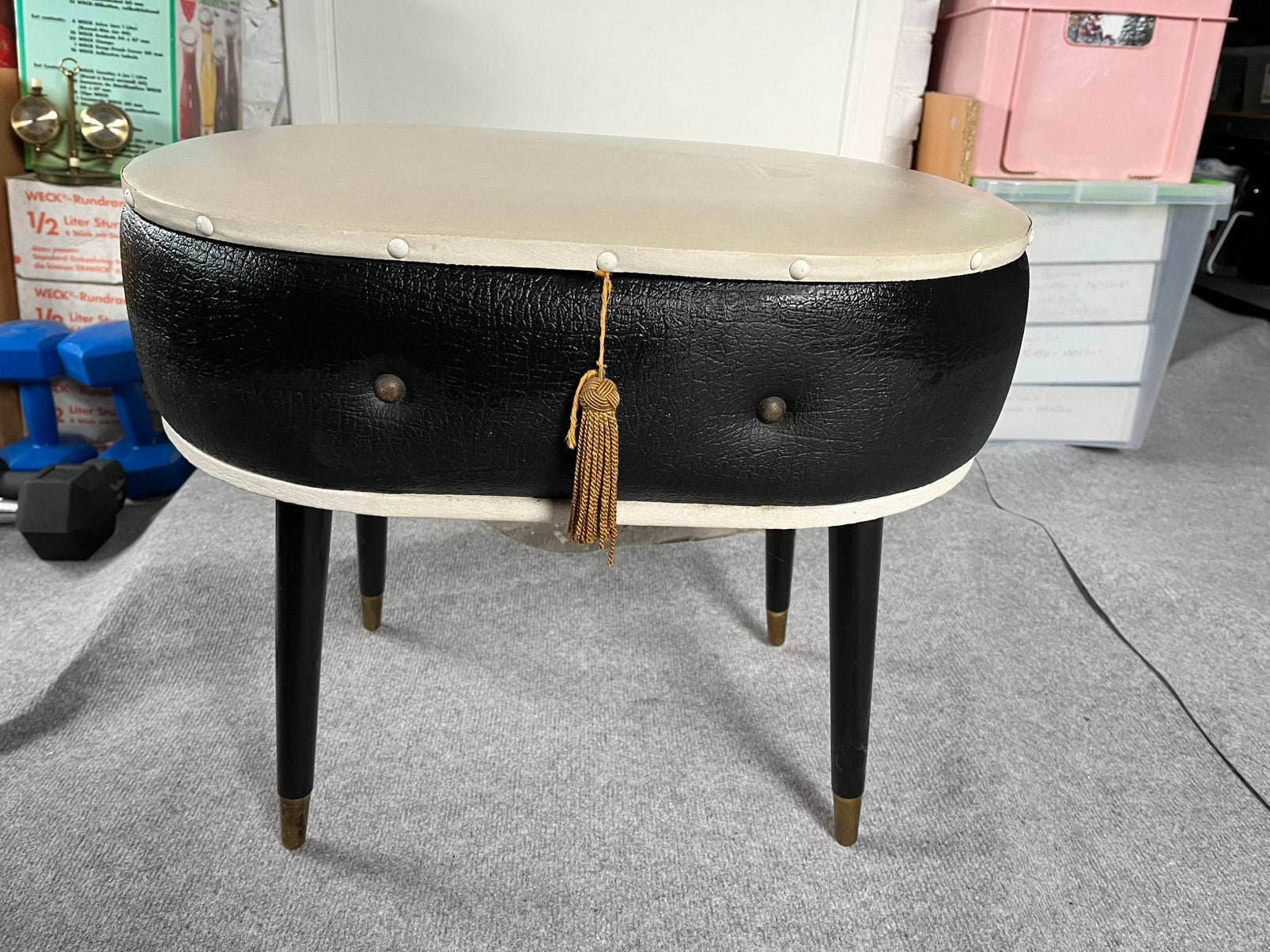 Vintage poef met bergruimte, Huis en Inrichting, Tafels | Salontafels, Ophalen, Gebruikt