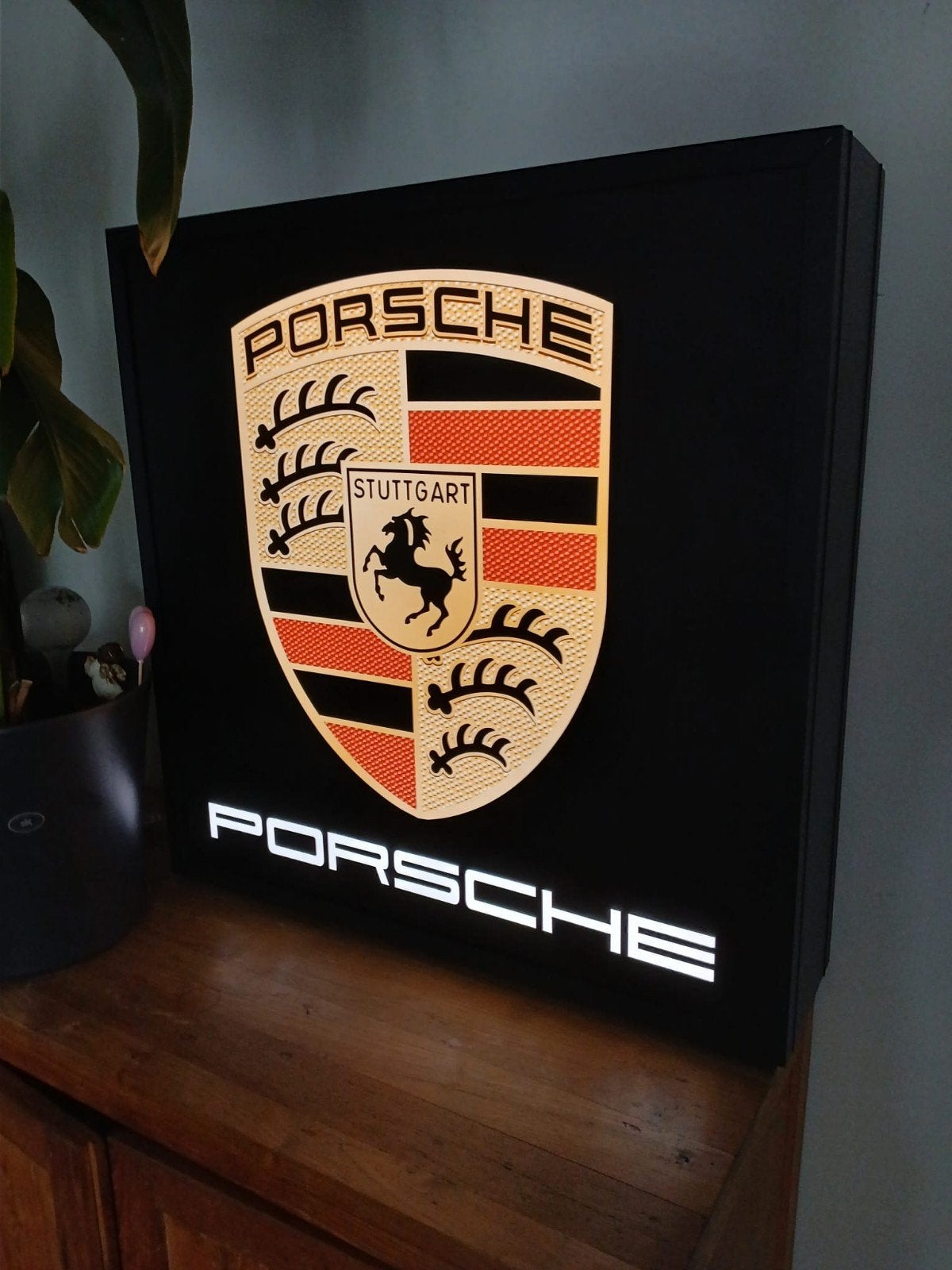 boîte à lumière publicitaire Porsche 80x80cm, Collections, Enlèvement ou Envoi