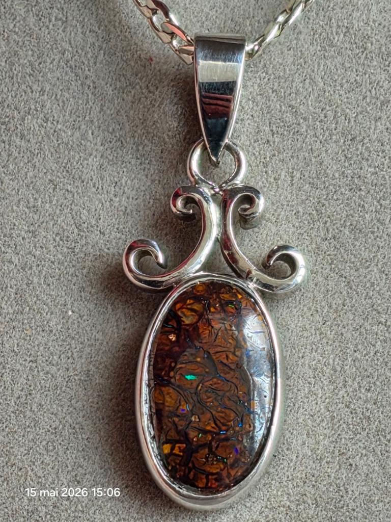 Pendentif en argent massif avec opale Yowah d'Australie, Neuf, Enlèvement, Avec pierre précieuse, Argent