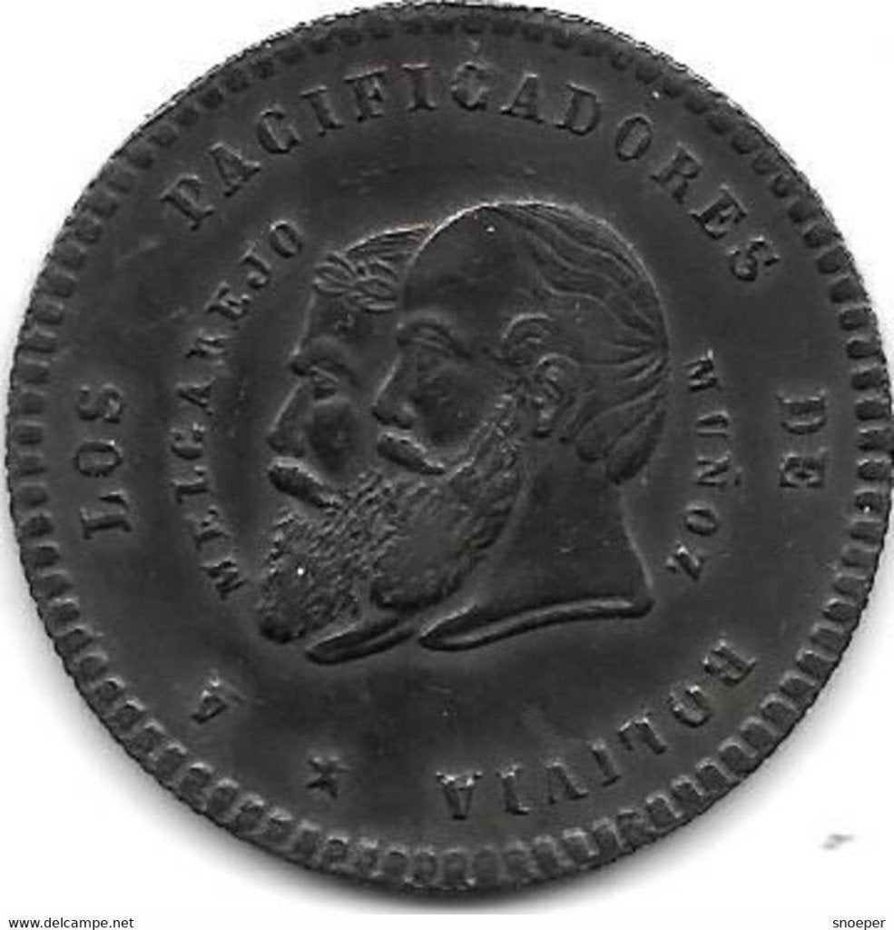 bolivia 1/2 melgarejo 1865 copper!!! km PN6 vf+ rare, Timbres & Monnaies, Monnaies | Amérique, Envoi, Amérique du Sud, Monnaie en vrac