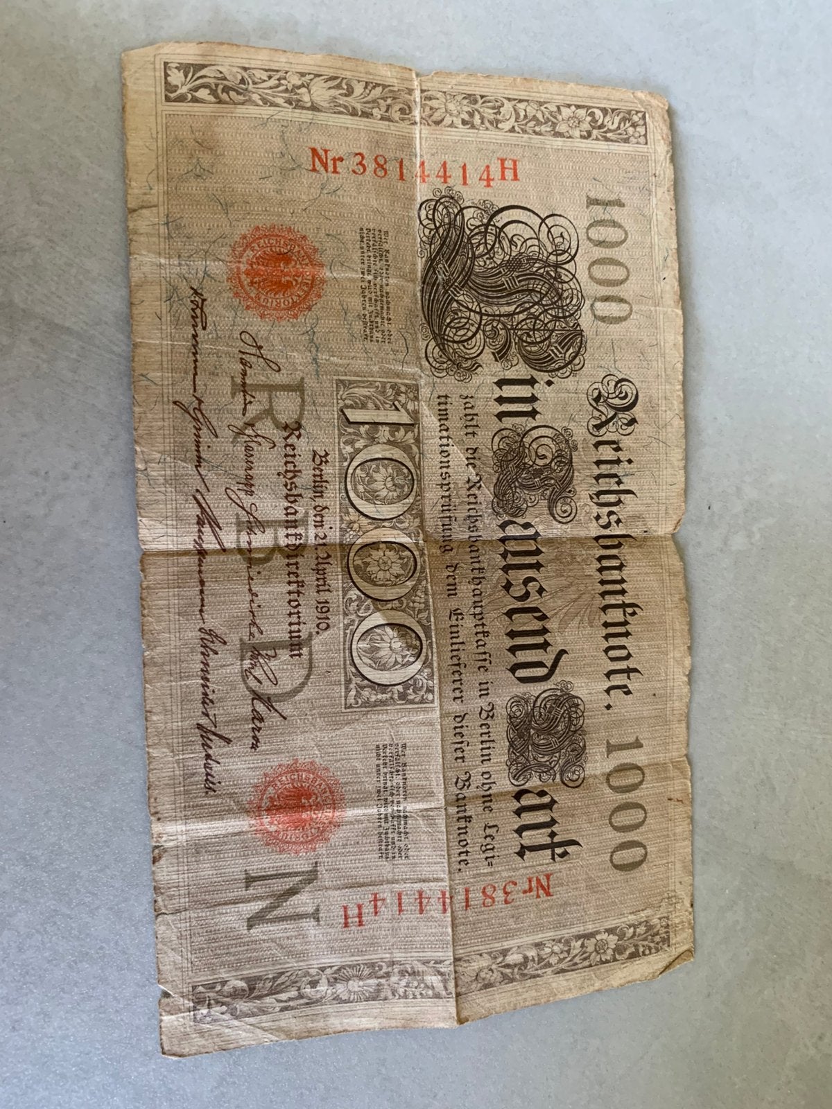 Duits bankbiljet van 1000 Mark uit 1910,, Ophalen of Verzenden