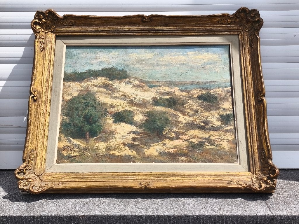 Huile sur panneau dunes signe, Enlèvement ou Envoi, Panneau