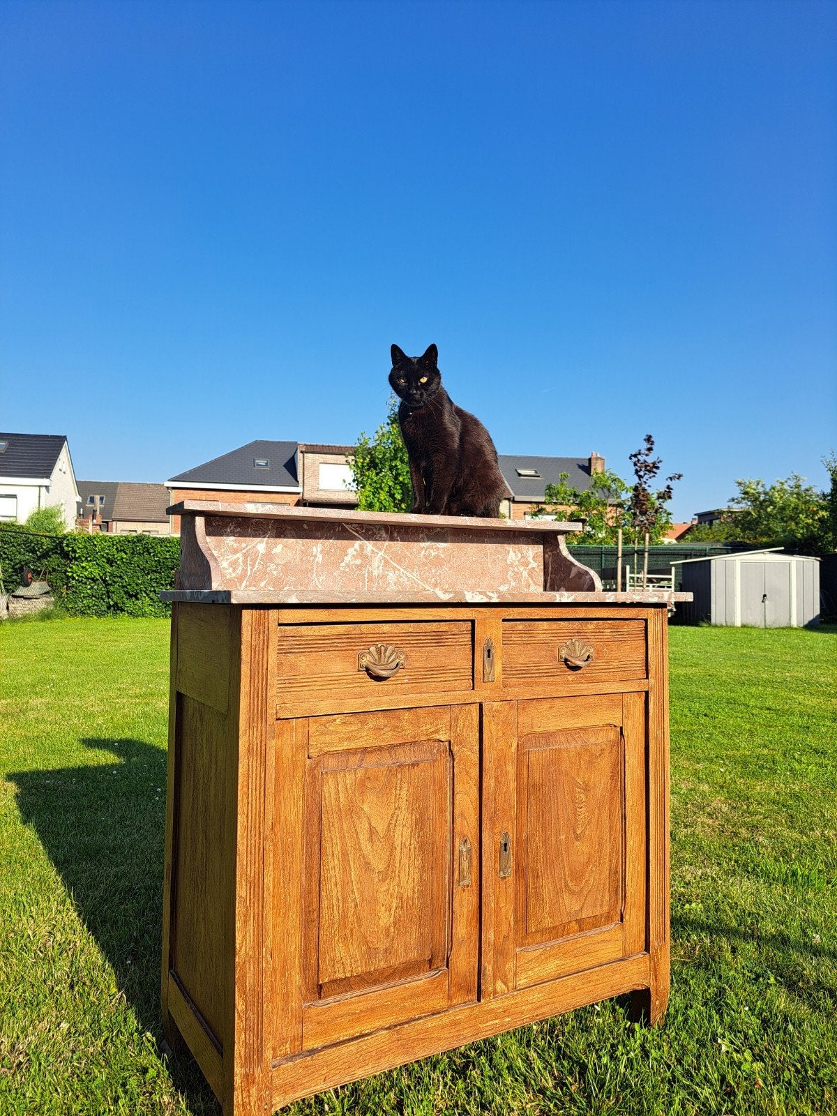 Prachtige Antieke Commode / Wastafel met Marmeren Blad, Ophalen of Verzenden