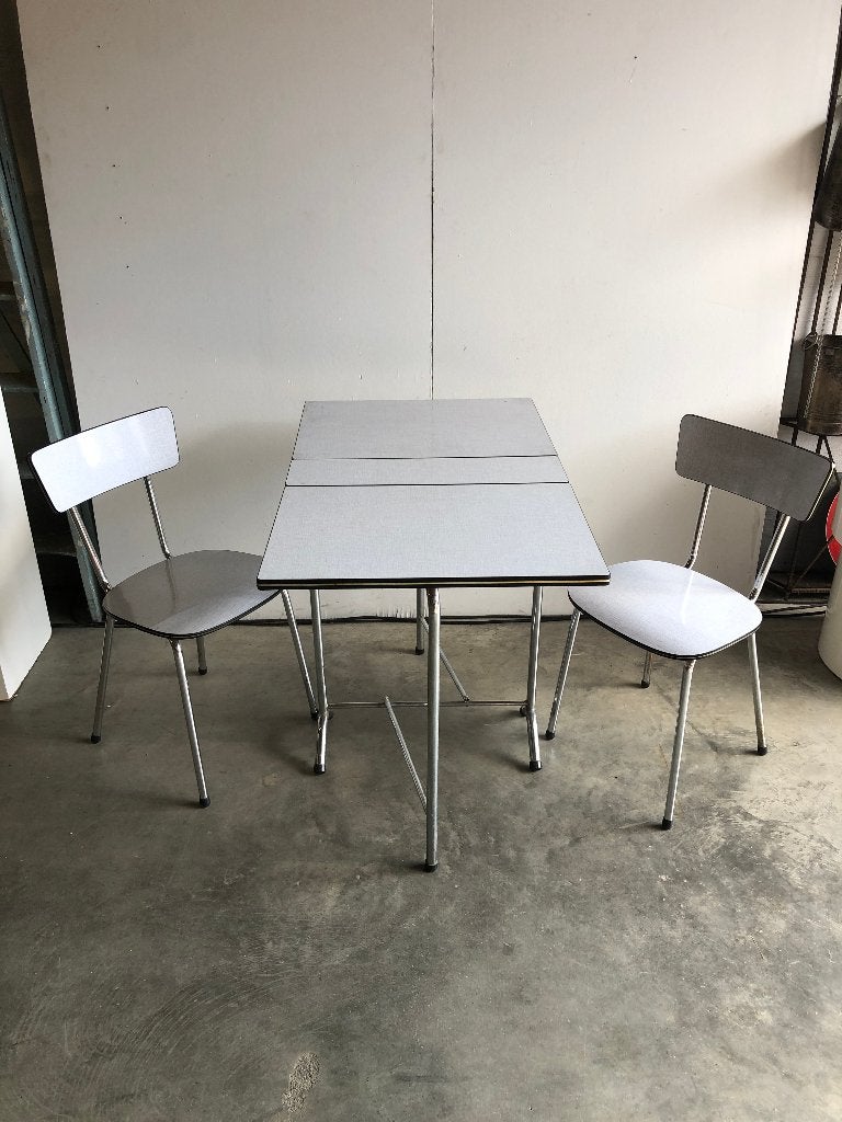 Vintage inklapbare formica tafel en stoelen, Ophalen, Gebruikt