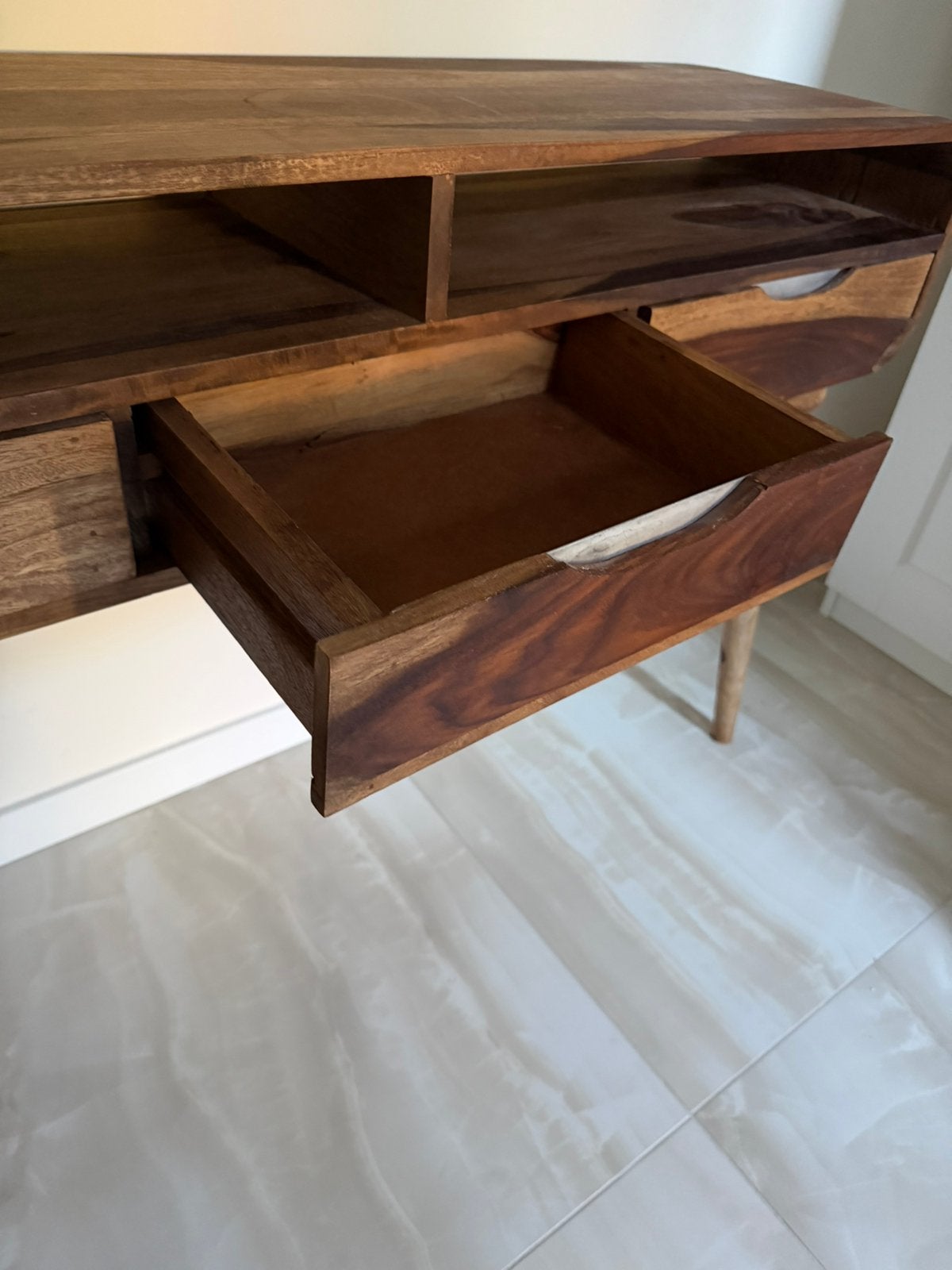 Massief houten consoletafel met laden, Ophalen, Zo goed als nieuw, Overige houtsoorten