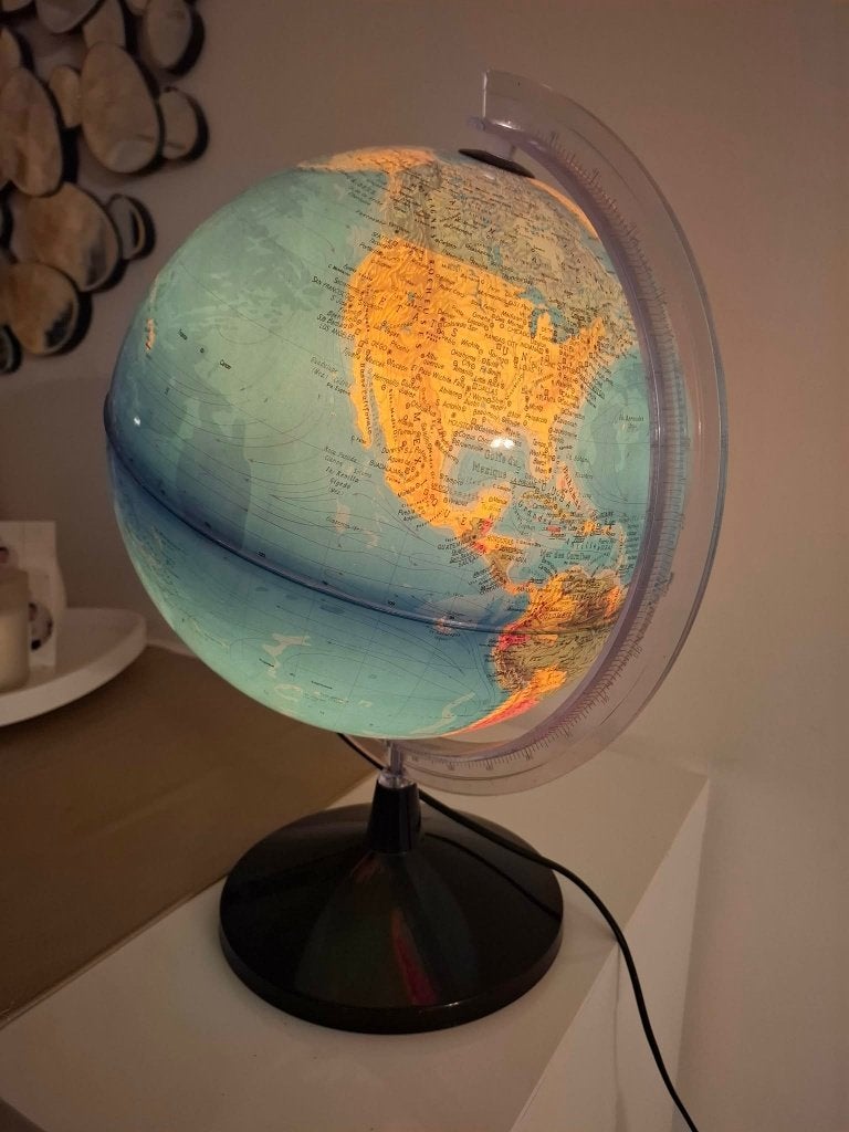 Superbe Ancien Globe Terrestre Lumineux Vintage, Enlèvement