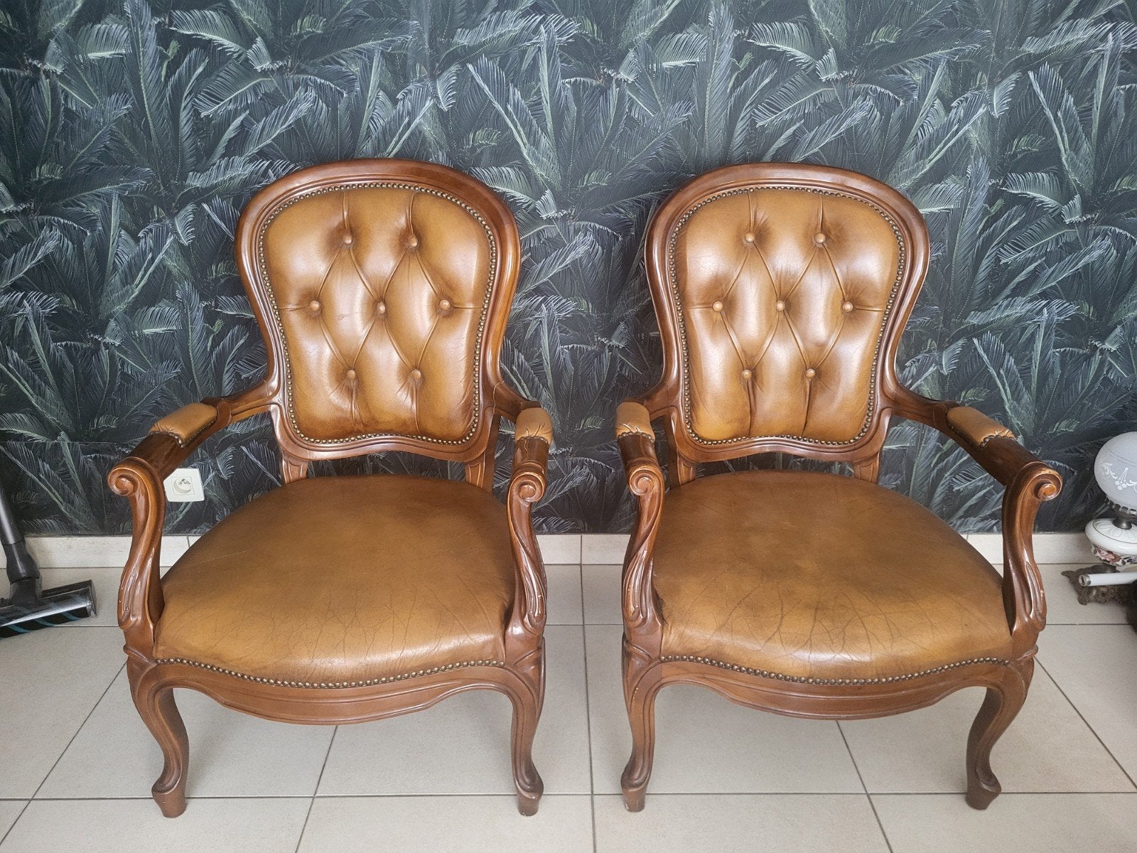 lederen vintage zetels, Ophalen