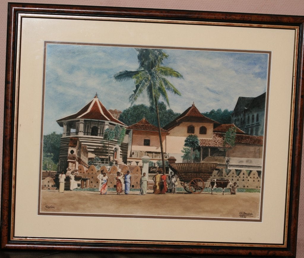 A. Dendole - aquarel schilderij 1953 - gesigneerd, Antiquités & Art, Enlèvement ou Envoi, Signé, Aquarelle, Paysage urbain / rural