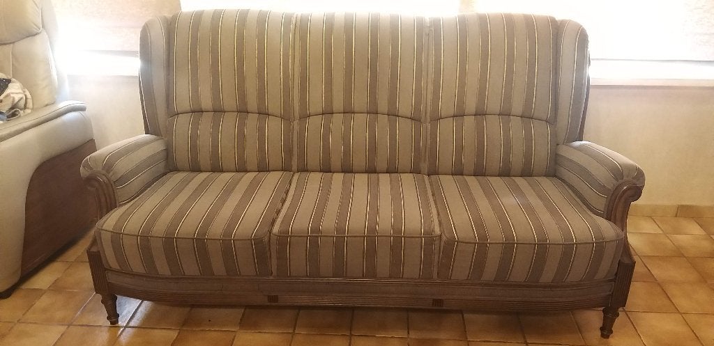zetel, Maison & Meubles, Canapés | Salons, Utilisé, Banc droit, Trois personnes, 150 à 200 cm, Moins de 75 cm, Bois, Tissus, Enlèvement