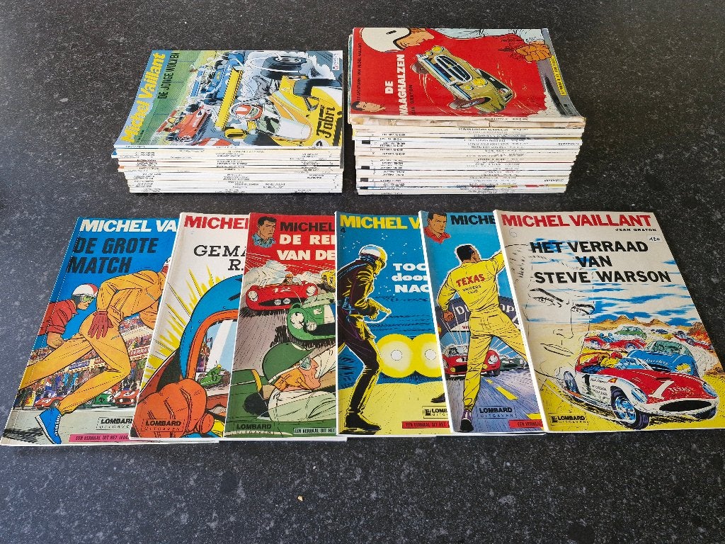 Michel Vaillant stripcollectie – 50 albums 1 t/m 49, Boeken, Jean Graton, Meerdere stripboeken, Ophalen, Gelezen