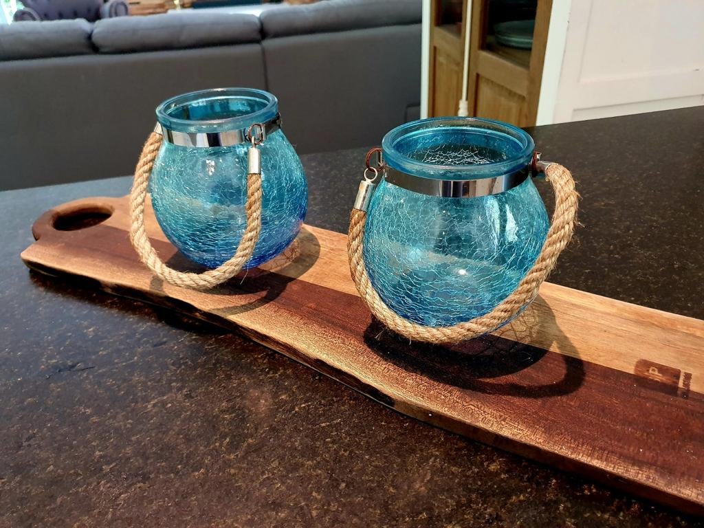 Decoratie kaarshouders of vaas, Ophalen, Overige materialen, Blauw, Zo goed als nieuw