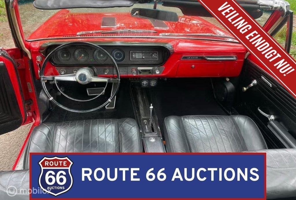Pontiac LeMans Cabriolet | 1965 | Route 66 Auctions, Pontiac, Zwart, Bedrijf, Handgeschakeld
