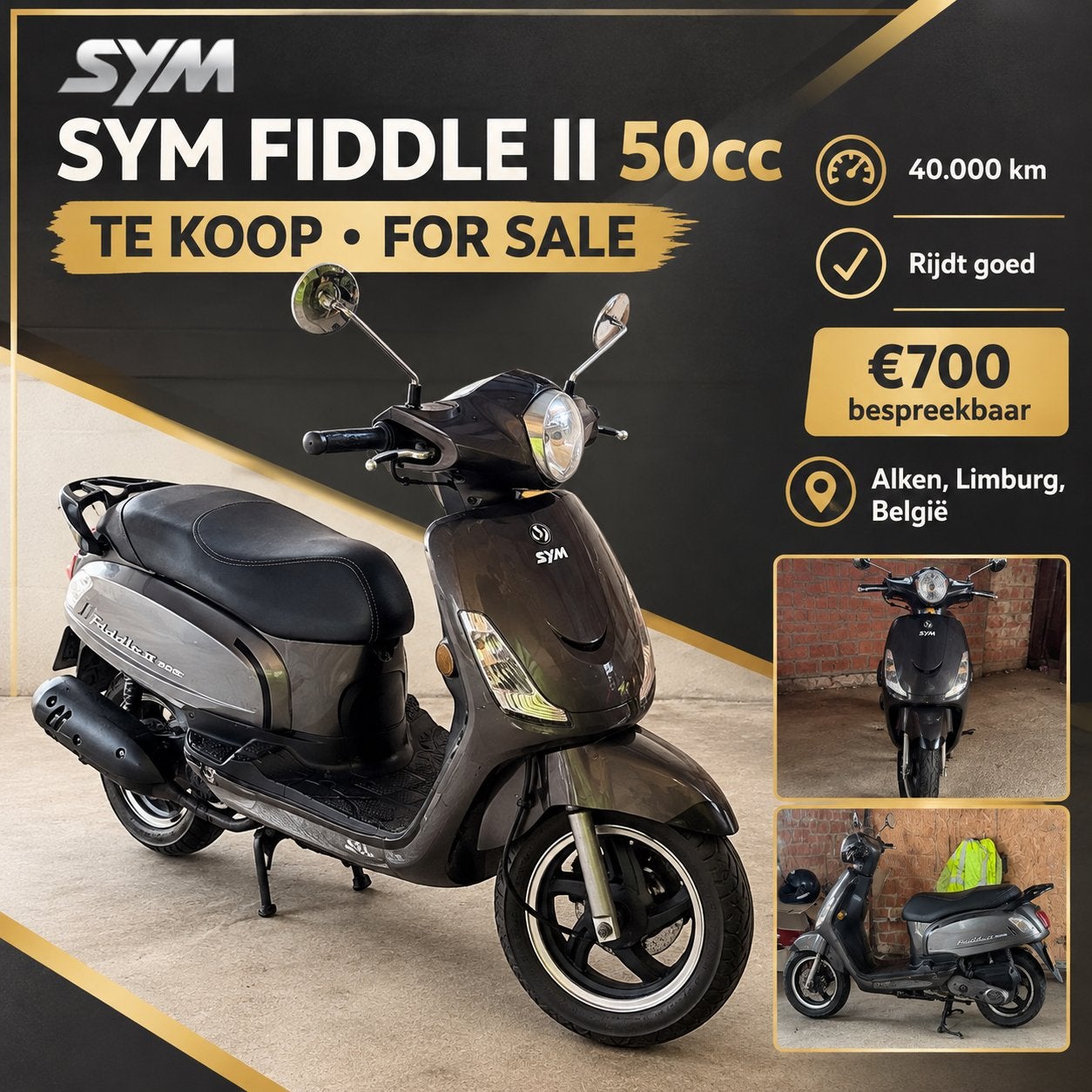 Grey ,SYM FIDDLE II 50cc, Enlèvement, Comme neuf