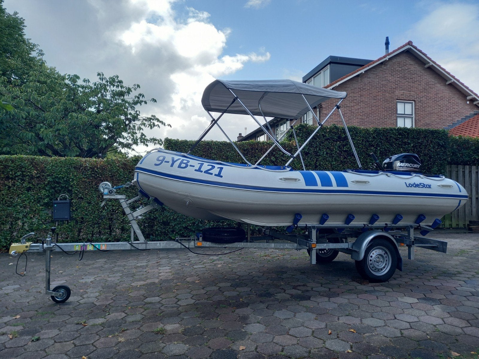 Lodestar 430 Trimax 30pk Mercury 4tact trailer, biminitop, Watersport en Boten, Ophalen, Zo goed als nieuw, 43 m, 30 pk