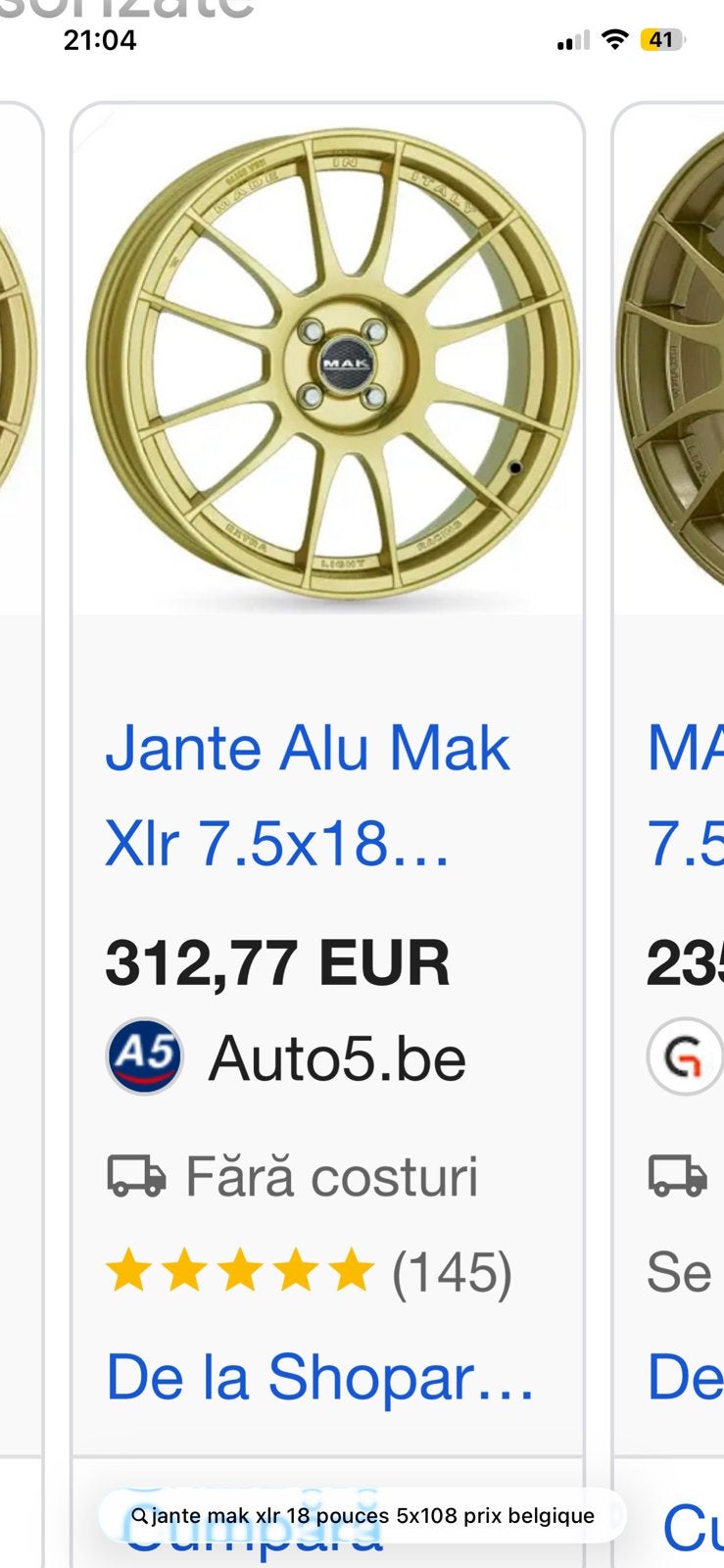 2 jantes alu en 18 pouces MAK 5x108 légèrement voilé voir ph, Enlèvement, Comme neuf